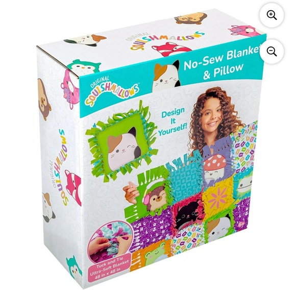 Squishmallows Pattern No-Sew Blanket & Pillow Tween DIY Craft Kit, Limited- NWT - Picture 2 of 11